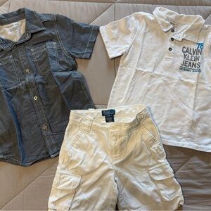 Calvin Klein Jeans Kids' Blue and White Button Down Shirts and Polo shorts